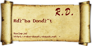 Rába Donát névjegykártya